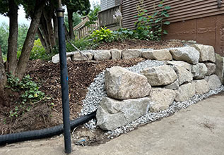 boulder retaining walls near Sebago, Maine