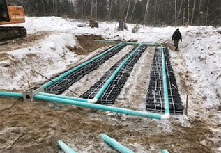 The foundation of a septic system in Maine